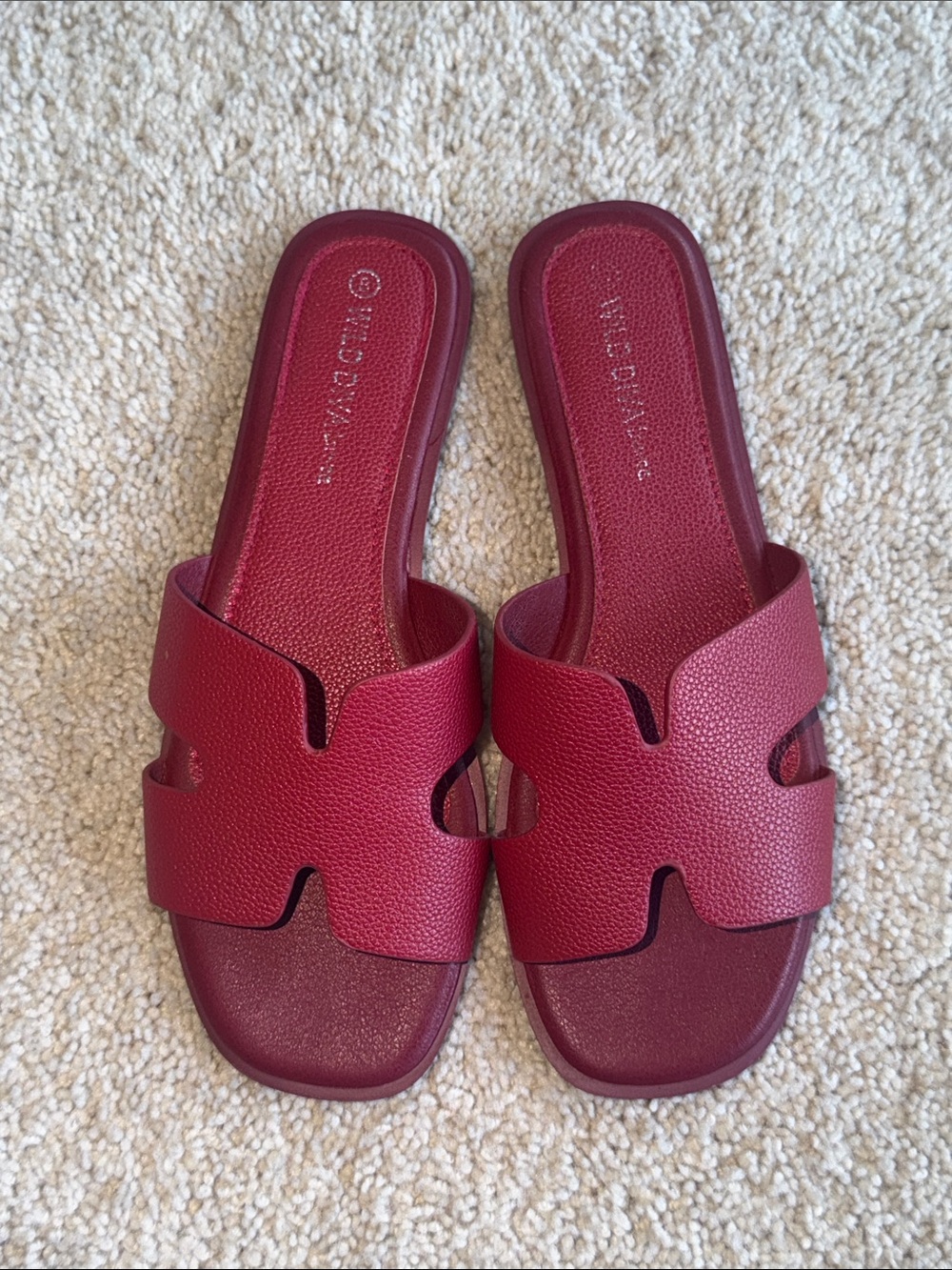 Wild Diva Burgundy Slide Sandals